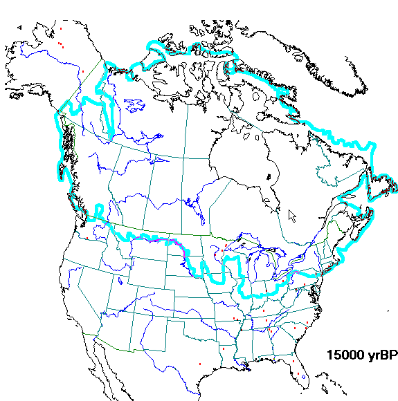 Laurentide Ice Sheet. The blue curve outlines the extent of the ice sheet about 15,000 years ago.