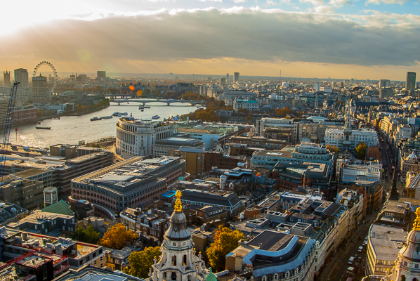 View of London from the Golden Gallery of St. Paul's Cathedral.