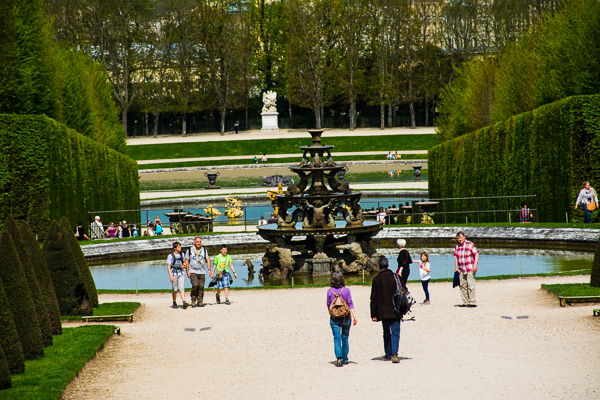 Fountain in the palace gardens Versailles, France.