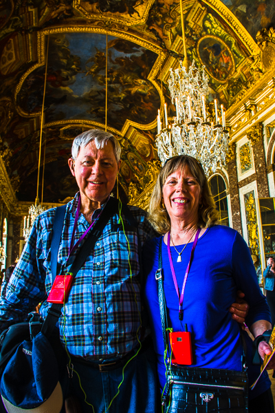 Sunny and Rebecca in the Hall of Mirrors room in the Versailles Palace, France.