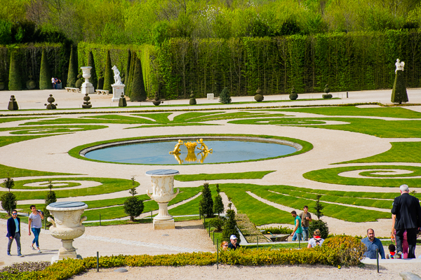 Pool in the palace gardens Versaille, France.