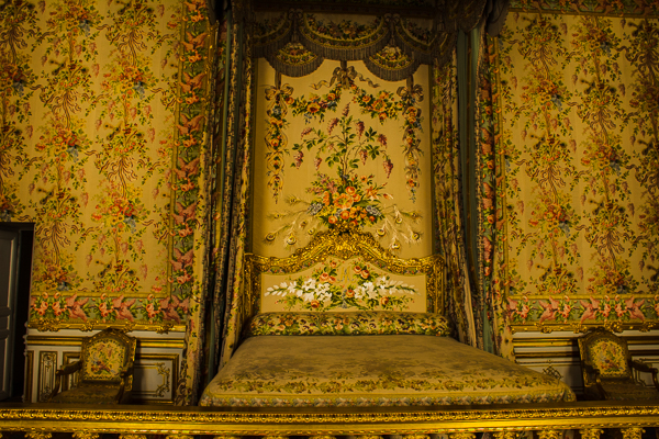 Queen's Bedroom in Versailles Palace, France.