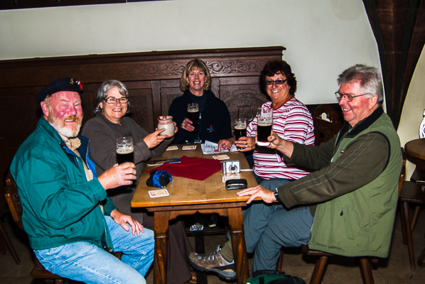 Rebecca with frends in brewery in Bamberg, Germany.