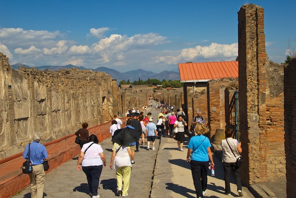 Exploring Pompeii.